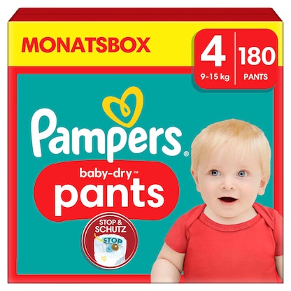 Artikelbild für Pampers® Windeln baby-dry™ Monatsbox Gr. 4 (9-15 kg) für Babys und Kleinkinder, 180 St., Artikelnummer 272647