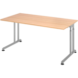 Artikelbild 1 für HAMMERBACHER ZS16 höhenverstellbarer Schreibtisch eiche rechteckig, C-Fuß-Gestell silber 160,0 x 80,0 cm, Artikelnummer 990945