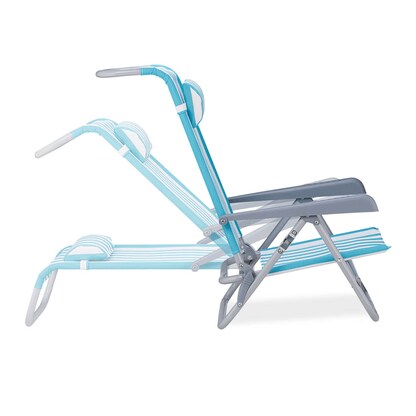 Artikelbild 7 für relaxdays Liegestuhl mit Armlehnen blau, 1 St., Artikelnummer 768303