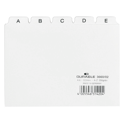 Artikelbild für DURABLE Karteikartenregister A-Z weiß, Artikelnummer 258018