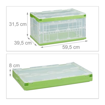 Artikelbild 4 für relaxdays Klappbox 60,0 l transparent/grün 59,5 x 39,5 x 31,5 cm, 1 St., Artikelnummer 364321