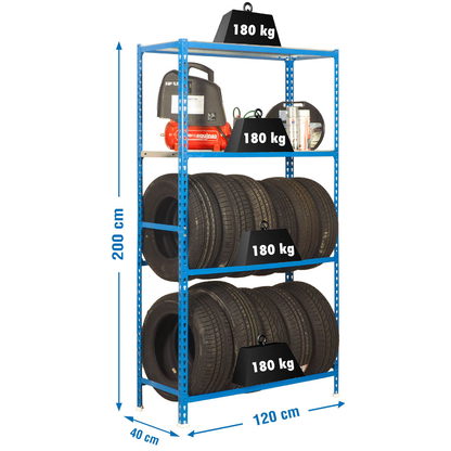 Artikelbild 2 für Simonrack Reifenregal SIMONGARAGE MEGAPLUS 447100232201244 blau 120,0 x 40,0 x 200,0 cm, Artikelnummer 828414