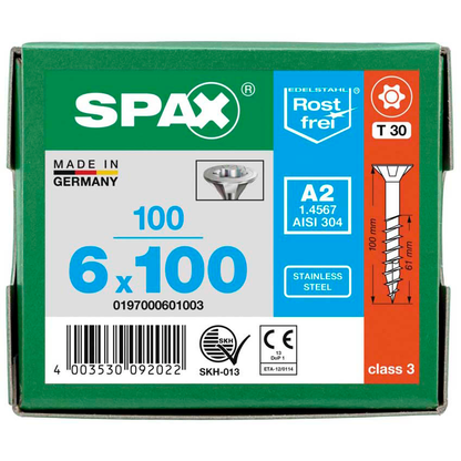 Artikelbild 8 für SPAX® Universalschrauben T30 Senkkopf Edelstahl A2 0197000601003 6 mm x 100 mm, 100 St., Artikelnummer 395099