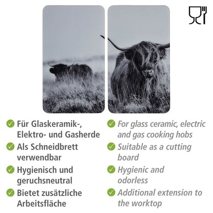 Artikelbild 2 für WENKO Herdabdeckplatten Highland Cattle schwarz, 2 St., Artikelnummer 665533