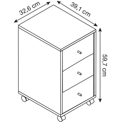 Artikelbild 2 für MÖBELPARTNER 400 Rollcontainer weiß, wildeiche 3 Auszüge 32,6 x 39,1 x 59,7 cm, Artikelnummer 774032