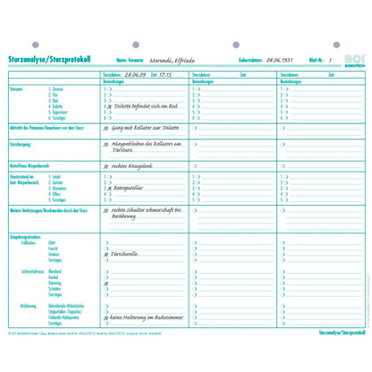 Artikelbild für BOI Sturzanalyse/Sturzprotokol Formulare, 50 St., Artikelnummer 702207