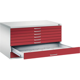 Artikelbild 1 für CP 7200 Planschrank lichtgrau, rubinrot 8 Schubladen 135,0 x 96,0 x 76,0 cm, 1 St., Artikelnummer 682967
