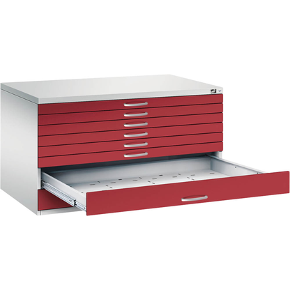 Artikelbild für CP 7200 Planschrank lichtgrau, rubinrot 8 Schubladen 135,0 x 96,0 x 76,0 cm, 1 St., Artikelnummer 682967