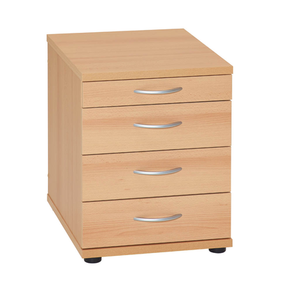 Artikelbild für MÖBELPARTNER Standcontainer buche 4 Auszüge Kunststoff-Stangengriff silber 41,6 x 50,0 x 53,4 cm, Artikelnummer 215382