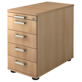 Artikelbild 1 für HAMMERBACHER Solid SC50 Standcontainer eiche 5 Auszüge Metall-Stangengriff chrom, gebürstet 42,8 x 80,0 x 72,0 - 76,0 cm, Artikelnummer 593392