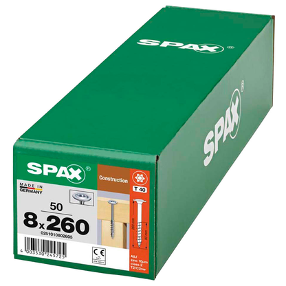 Artikelbild 8 für SPAX® Holzbauschrauben T40 Tellerkopf WIROX 0251010802605 8 mm x 260 mm, 50 St., Artikelnummer 397358