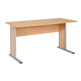 Artikelbild 1 für MÖBELPARTNER Schreibtisch buche rechteckig, Kufen-Gestell silber 140,0 x 65,0 cm, Artikelnummer 215407