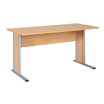Artikelbild für MÖBELPARTNER Schreibtisch buche rechteckig, Kufen-Gestell silber 140,0 x 65,0 cm, Artikelnummer 215407