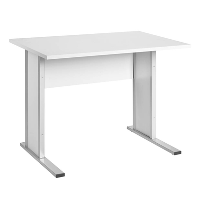 Artikelbild für MÖBELPARTNER Schreibtisch lichtgrau rechteckig, Kufen-Gestell silber 90,0 x 65,0 cm, Artikelnummer 215424