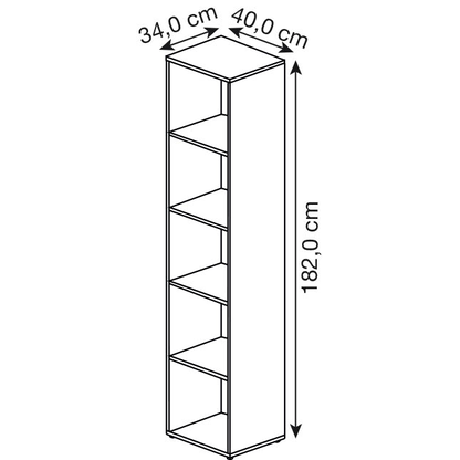 Artikelbild 2 für MÖBELPARTNER Aktenregal weiß 40,0 x 34,0 x 182,0 cm, 1 St., Artikelnummer 856810