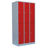 Artikelbild 1 für LÜLLMANN Spind feuerrot, lichtgrau 520234, 6 Schließfächer 88,5 x 50,0 x 180,0 cm, Artikelnummer 185649