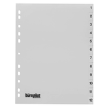 Artikelbild 1 für büroplus Ordnerregister DIN A4 Vollformat 1-12 grau 12-teilig, 1 Satz, Artikelnummer 839191