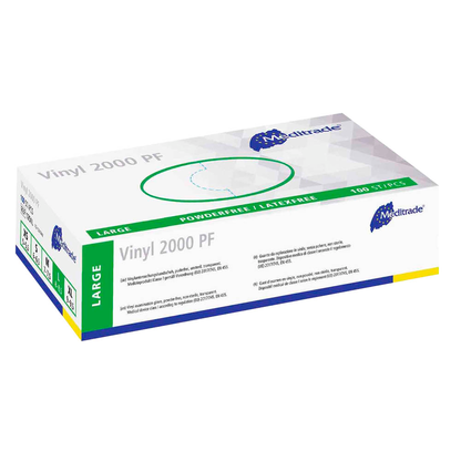 Artikelbild 2 für Meditrade® unisex Einmalhandschuhe Vinyl 2000 PF transparent Größe L, 100 St., Artikelnummer 241699
