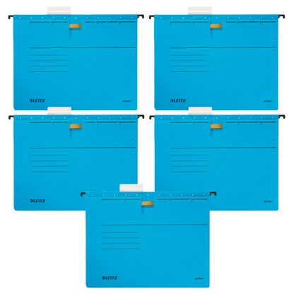 Artikelbild für LEITZ Hängehefter ALPHA® 1984 Karton blau DIN A4 1x kaufmännische Heftung, 5 St., Artikelnummer 322127