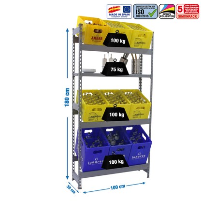 Artikelbild 2 für Simonrack Getränkekistenregal SIMONBOTTLE 8425437087806 grau 100,0 x 30,0 x 180,0 cm, Artikelnummer 353389