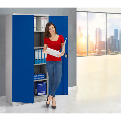 Artikelbild 10 für Gürkan Stahlschrank 108850 lichtgrau, enzianblau 4 Fachböden 92,0 x 42,0 x 195,0 cm, zerlegt, 1 St., Artikelnummer 451435