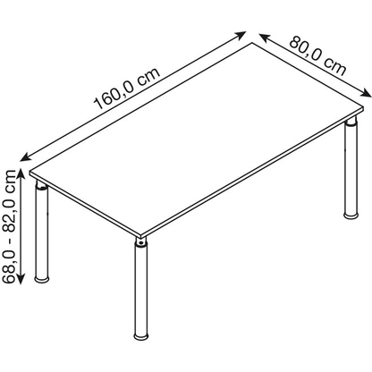 Artikelbild 2 für HAMMERBACHER YS16 höhenverstellbarer Schreibtisch weiß rechteckig, 4-Fuß-Gestell grau 160,0 x 80,0 cm, Artikelnummer 999817