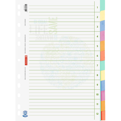 Artikelbild für BRUNNEN Ordnerregister Recycling DIN A4 Vollformat blanko beige 12-teilig, 1 Satz, Artikelnummer 926384