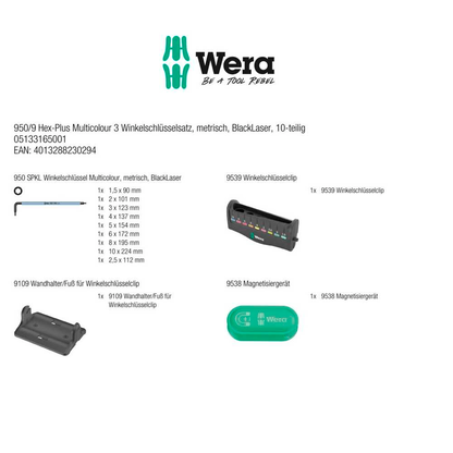 Artikelbild 9 für Wera Sechskantschlüssel-Satz 950/9 Multicolour 3 BlackLaser 05133165001 10-tlg., Artikelnummer 811199