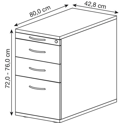Artikelbild 2 für HAMMERBACHER Solid SC40 Standcontainer weiß 4 Auszüge Stahl-Bügelgriff chrom 42,8 x 80,0 x 72,0 - 76,0 cm, Artikelnummer 983197