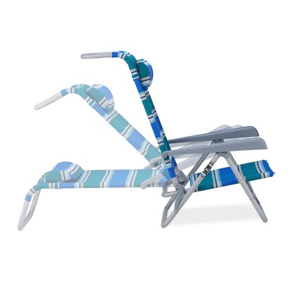 Artikelbild 7 für relaxdays Liegestuhl mit Armlehnen blau, 1 St., Artikelnummer 768172