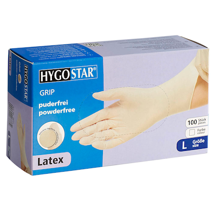 Artikelbild für HYGOSTAR unisex Einmalhandschuhe GRIP weiß Größe L, 100 St., Artikelnummer 597880