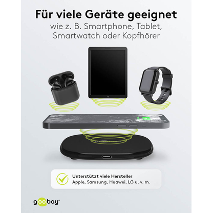 Artikelbild 3 für goobay Induktive Ladestation schwarz, Kabellänge: 1,0 m, 15 Watt, Artikelnummer 557149