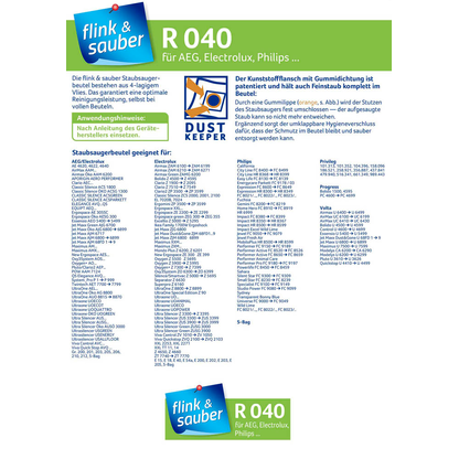 Artikelbild 2 für flink & sauber R 040 Staubsaugerbeutel, 4 St., Artikelnummer 539407