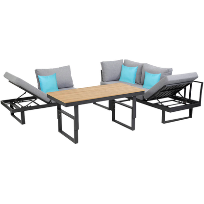 Artikelbild 2 für greemotion Loungegruppe San Jose grau, anthrazit Holz, Metall, 13-teilig, Artikelnummer 422727