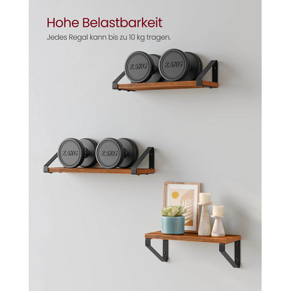 Artikelbild 5 für VASAGLE Wandregale-Set braun, schwarz 30,0 / 35,0 / 40,0 x 12,0 x 11,0 cm, 1 St., Artikelnummer 262479