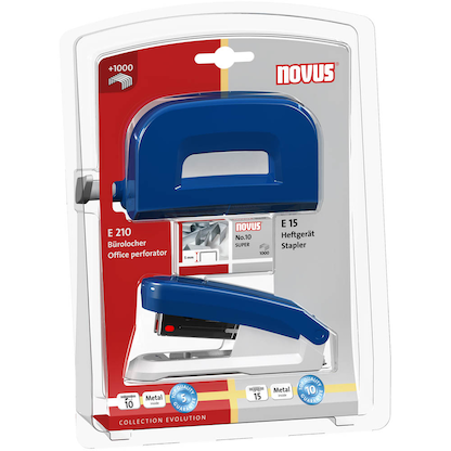 Artikelbild 5 für novus Locher und Heftgeräte Set E210/E15 blau, Artikelnummer 158749