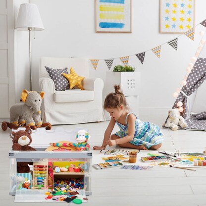 Artikelbild 3 für relaxdays Klappbox 60,0 l transparent/grau 59,5 x 39,5 x 31,5 cm, 1 St., Artikelnummer 364271