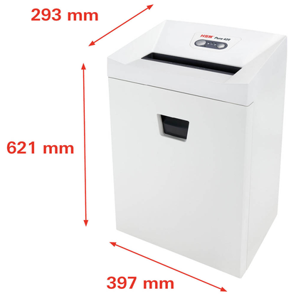 Artikelbild 2 für HSM Pure 420 Aktenvernichter mit Partikelschnitt P-4, 4,5 x 30 mm, bis 15 Blatt, weiß, Artikelnummer 558515