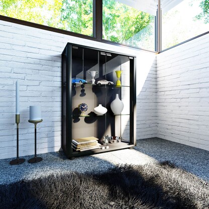 Artikelbild 2 für VCM my home Sintalo Vitrine schwarz 2 Fachböden, Artikelnummer 781380