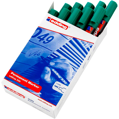 Artikelbild 2 für edding 330 Permanentmarker grün 1,0 - 5,0 mm, 10 St., Artikelnummer 420125