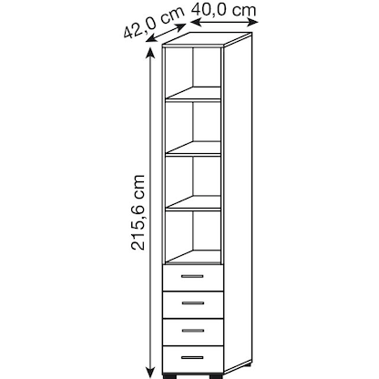 Artikelbild 3 für HAMMERBACHER Regalschrank 964S4, V964S4/G/6/BS grafit, buche 40,0 x 42,0 x 215,6 cm, 1 St., Artikelnummer 380426