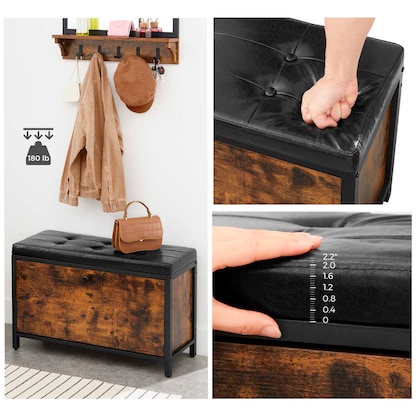 Artikelbild 4 für VASAGLE Schuhbank LSB049B01 vintagebraun, schwarz Holz 80,0 cm, Artikelnummer 759546