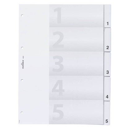 Artikelbild für DURABLE Ordnerregister DIN A4 Vollformat 1-5 transparent 5-teilig, 1 Satz, Artikelnummer 147272