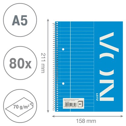 Artikelbild 4 für VON LEITZ Collegeblock liniert DIN A5 mit Randlinie (innen), 1 St., Artikelnummer 636157