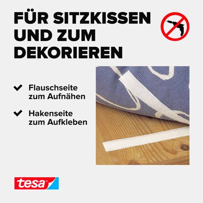 Artikelbild 2 für tesa Klettband ON & OFF® UNIVERSAL weiß, 1 Rolle, Artikelnummer 724189