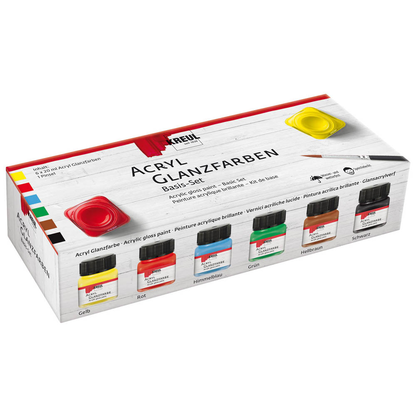 Artikelbild für KREUL Glanzfarben Basis Acrylfarben farbsortiert, 6 St., Artikelnummer 115849