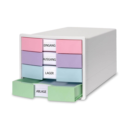 Artikelbild für HAN Schubladenbox IMPULS rosa, lila, blau, grün 1012-129D, DIN A4 mit 4 Schubladen, 1 St., Artikelnummer 372346