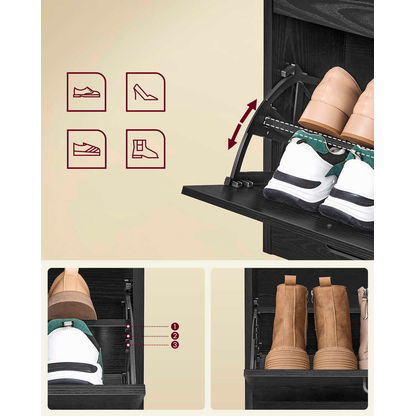 Artikelbild 6 für VASAGLE Schuhschrank, LBC035B01 schwarz 4 Fachböden 105,5 x 24,0 x 82,7 cm, Artikelnummer 760799