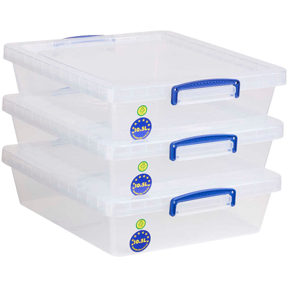 Artikelbild für Really Useful Box Aufbewahrungsboxen 3x 10,5 l transparent 38,3 x 46,0 x 11,3 cm, 3 St., Artikelnummer 751947