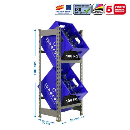Artikelbild 2 für Simonrack Getränkekistenregal KIT SIMONBOTTLE 2 GRIS 330100024104032 grau 40,0 x 30,0 x 100,0 cm, Artikelnummer 749683